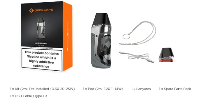 Geekvape Aegis Nano pod Kit 11 geekvape nano contents