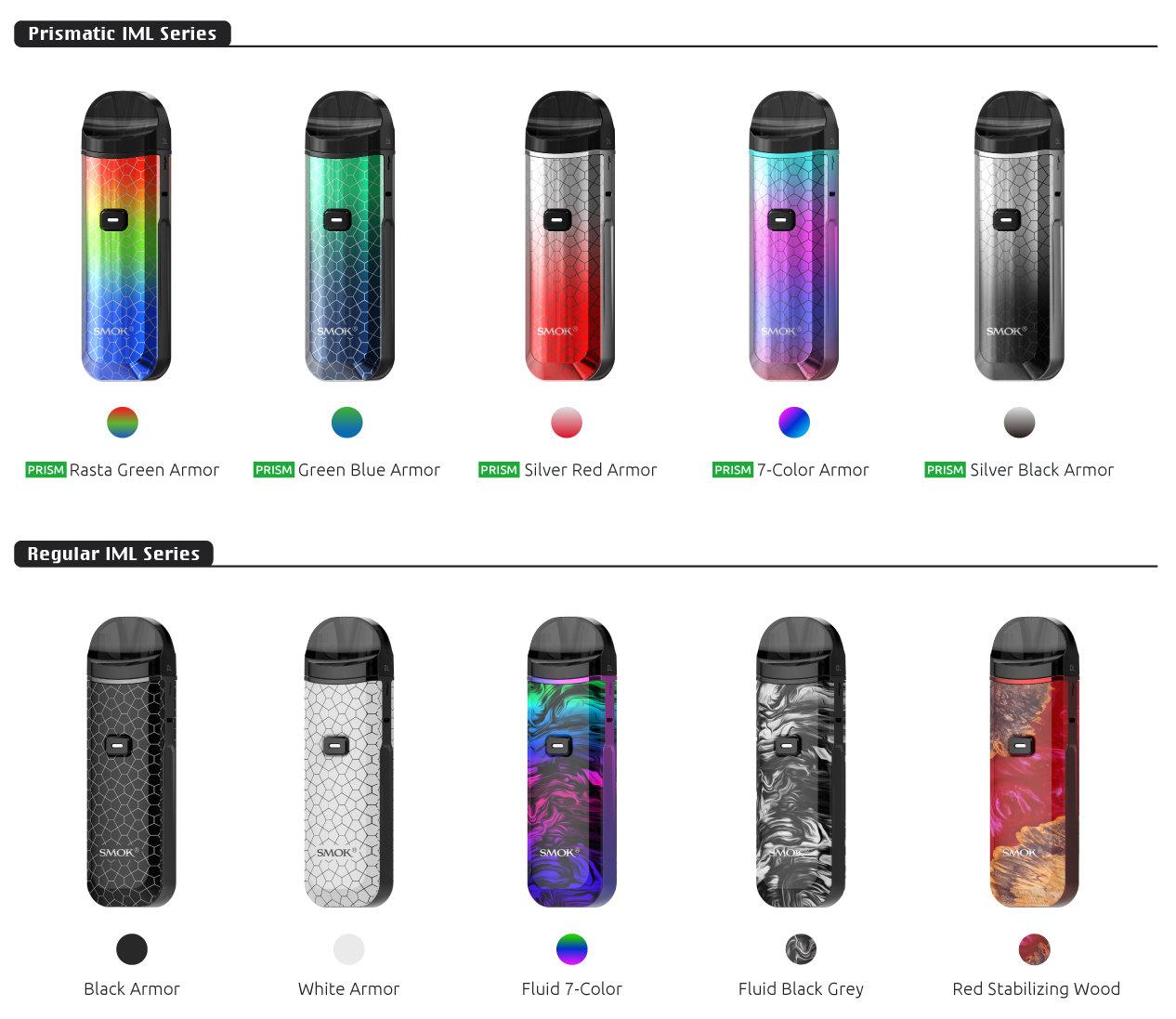 Smok nord pro pod kit colors