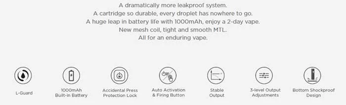 GEEKVAPE WENAX H1 19W POD 3 wenax h1 features