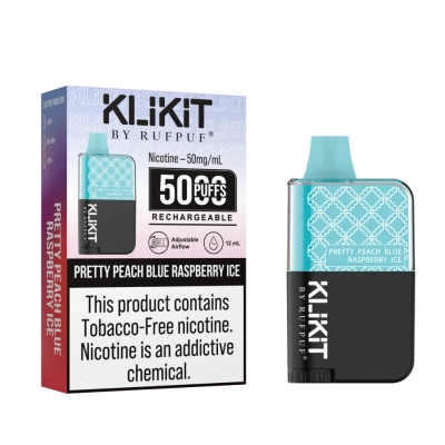 klikit pretty peach blue raspberry ice disposable 5000 puff 50mg with box 800x800 1