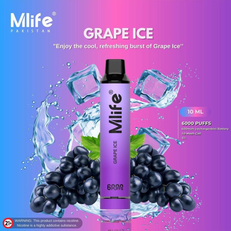 Mlife Disposable Vape - Refreshing Grape Ice 50mg 6000 Puffs
